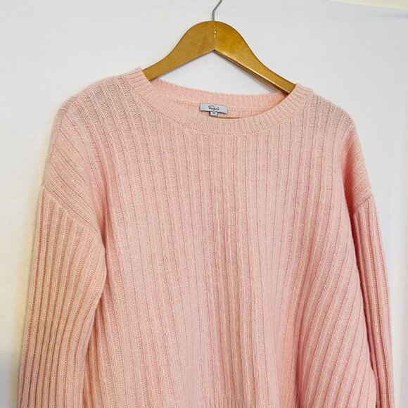 Rails Joelle Ribbed Sweater Wool Cashmere Blend Cropped Boxy Pink Size Medium - Picture 2 of 15